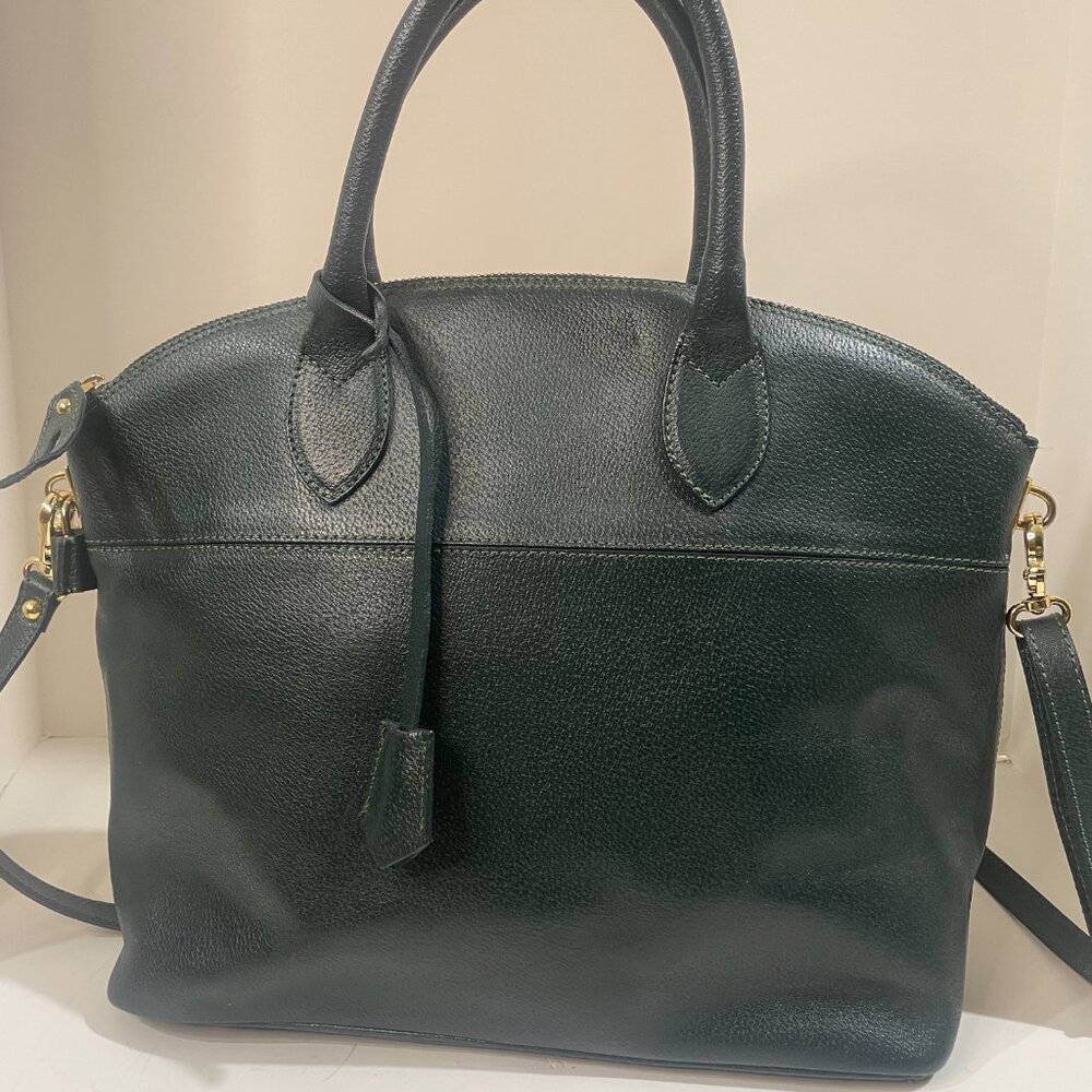 Carol J Olive Green Satchel with Crossbody Strap, Large in Size with Clochette